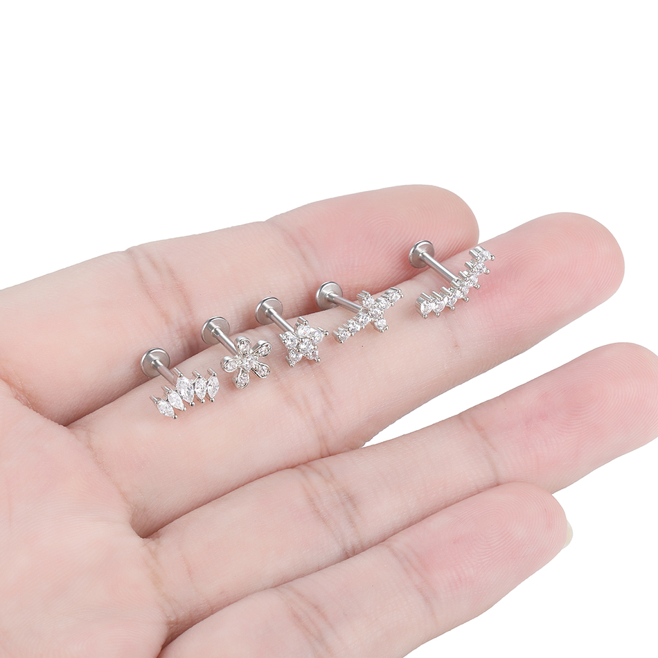 1Pc Flower Tragus Piercing Stu - Body Jewelry Surgical Steel recension och pris