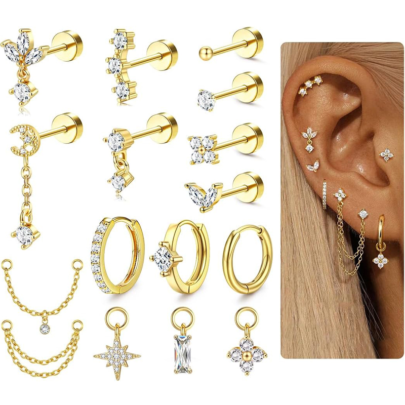16 Gauge Cartilage Earrings fo - Body Jewelry Surgical Steel recension och pris
