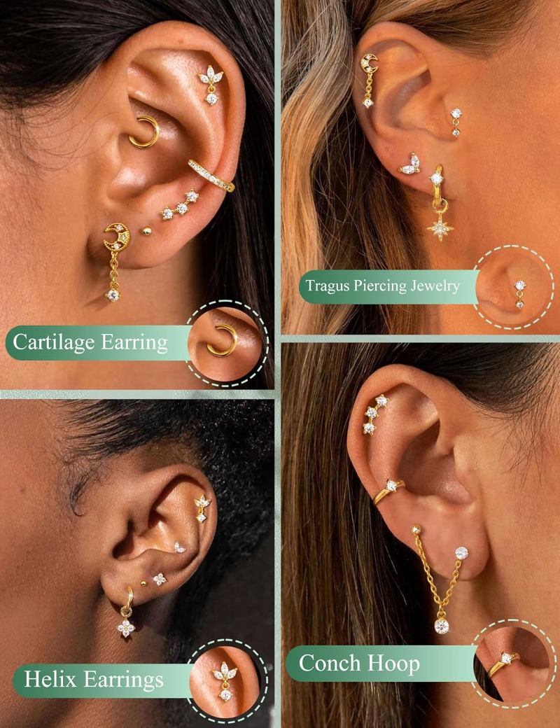 16 Gauge Cartilage Earrings fo - Body Jewelry Surgical Steel recension och pris